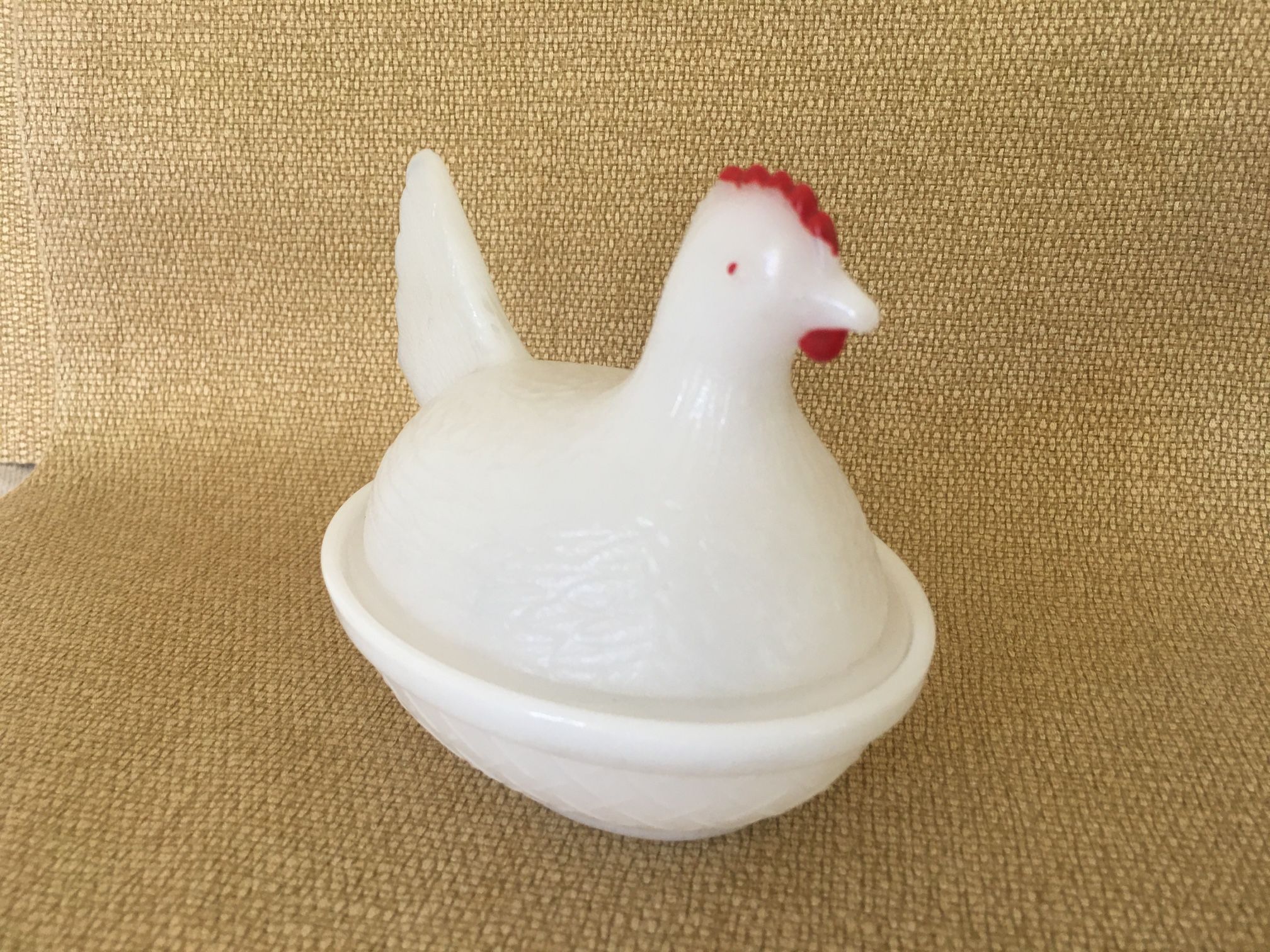 Vintage Indiana Glass Milk Glass Hen on a Nest Chicken 5” Small Candy Dish