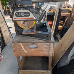 Craftsman Long Arm Saw With Rolling Table Together