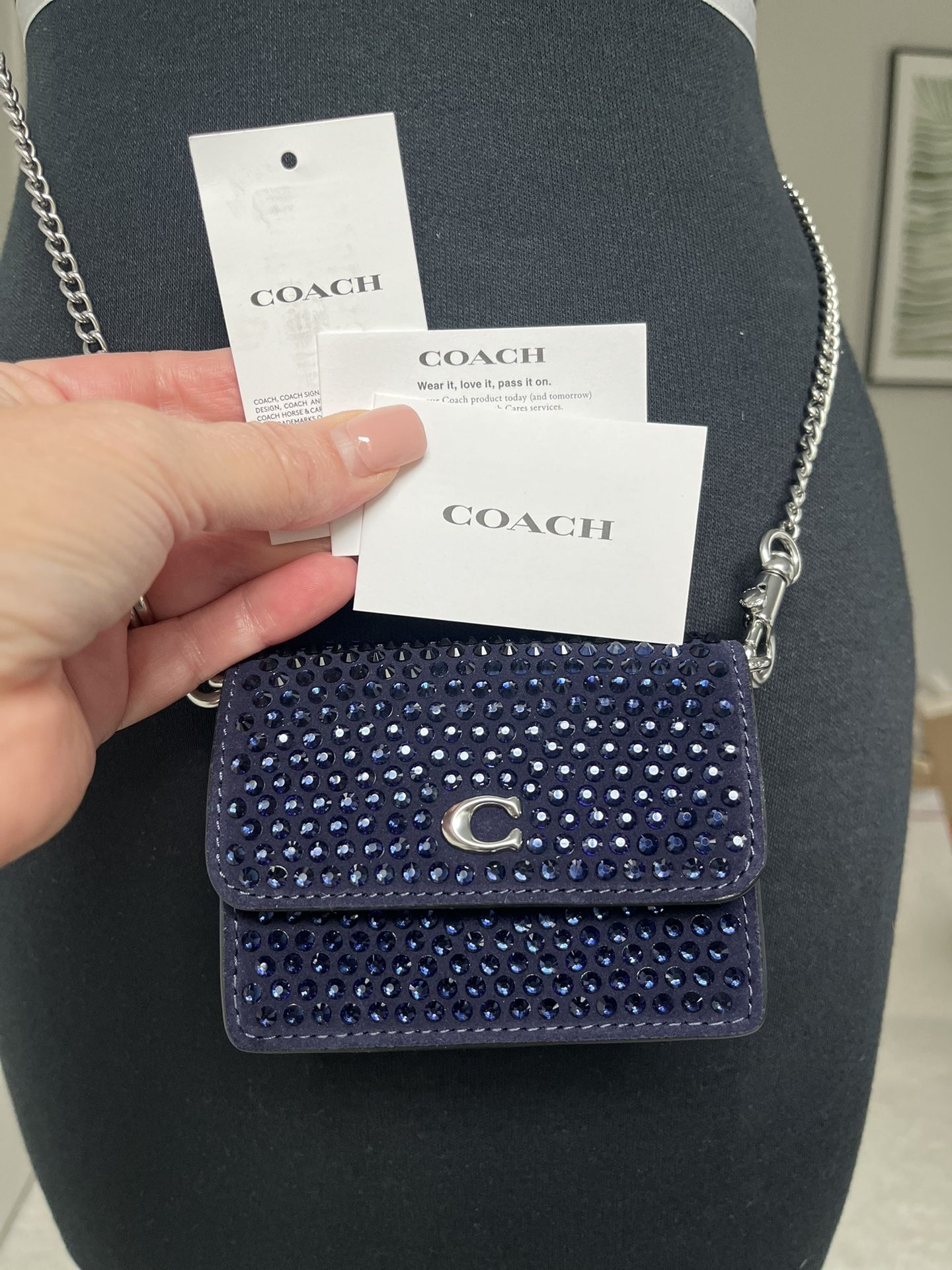 Coach Essential Half Flap Leather And Blue Crystals