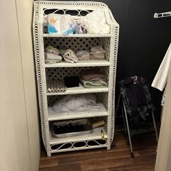 White Rattan Shelve With Deep Shelves