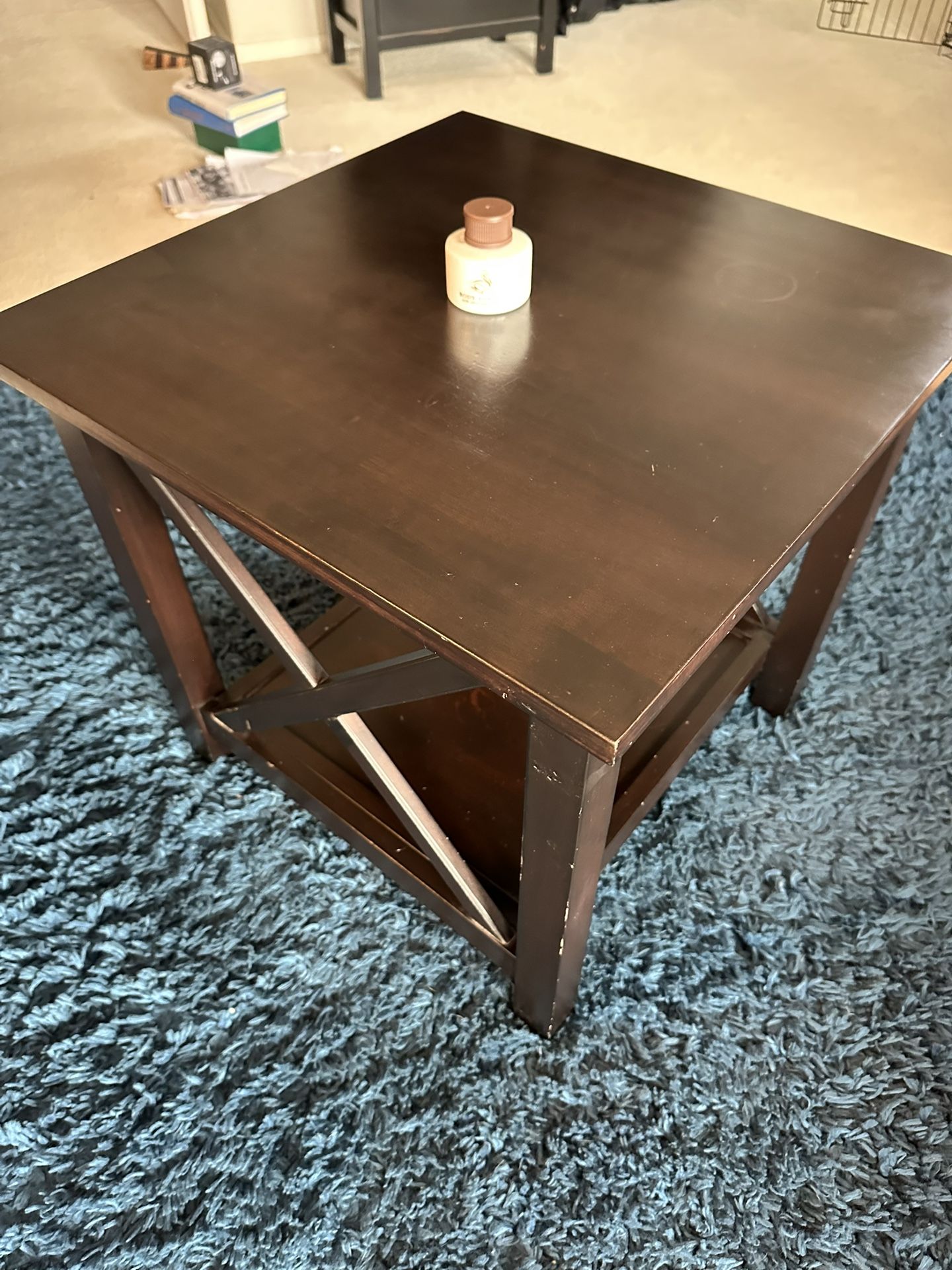Solid Wood Espresso End Coffee Table Nightstand