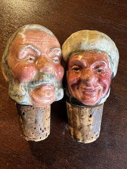 Hand painted Vintage German Bottle Stoppers Porcelain Cork