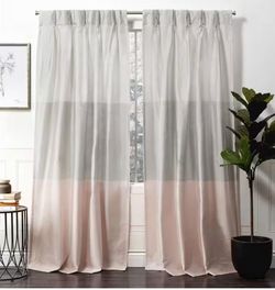 Set Of 96” Drapes Grommet Panels Pink Grey