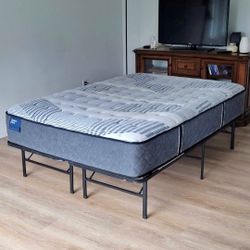 Very Nice Full Sealy Crown Jewel Mattress and Zinus Smart Bed Frame 