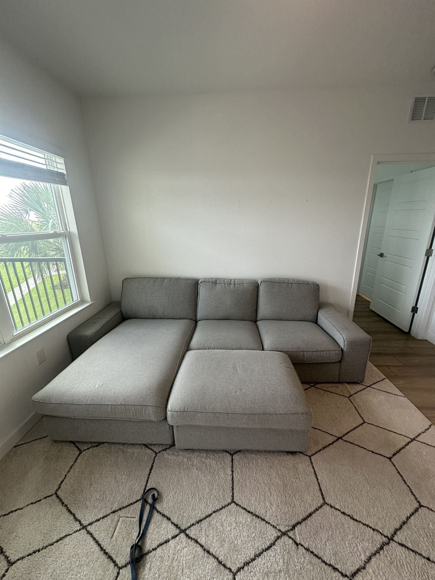 Light Grey Sofa Couch with Ottoman