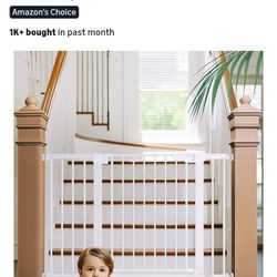 Cumbor 29.7-48" Baby Gate for Stairs, Mom's Choice Awards Winner-Dog Gates for Doorways, Auto Close Safety Pet Gate for Dogs Indoor, Easy Install Pres