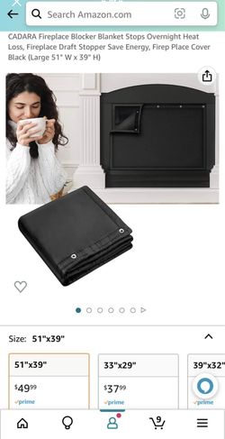 CADARA Fireplace Blocker Blanket Stops Overnight Heat Los