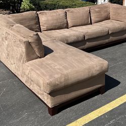 Beige/Brown Sectional Couch Set 