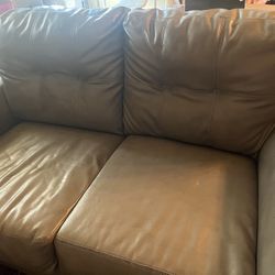 Grey Leather Couch 