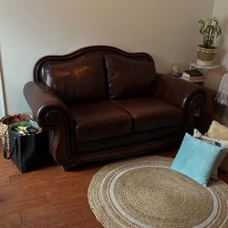 Red Leather Couch - Excellent Condition