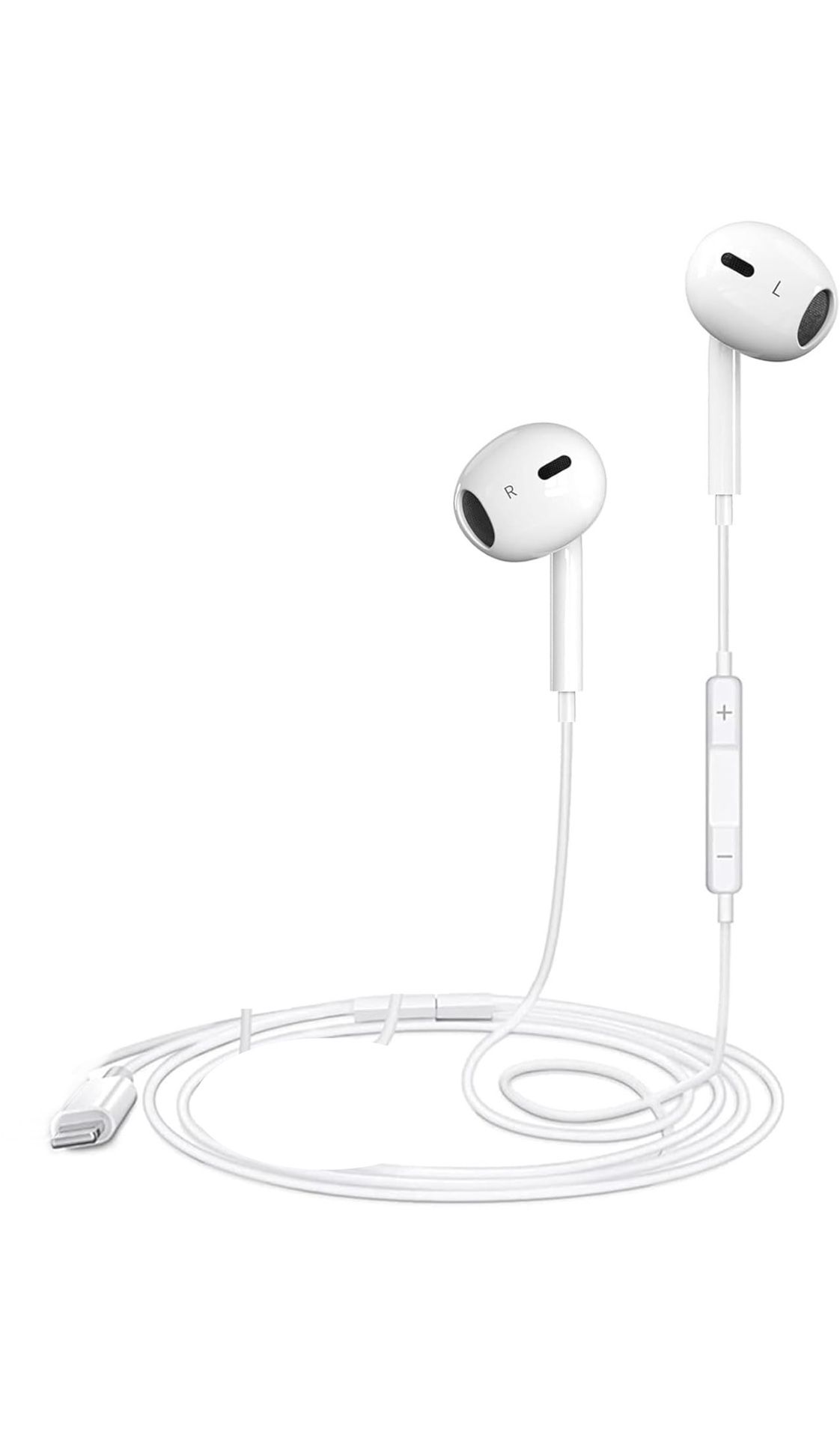 Wired Headphones Earbuds with Microphone Volume Control Type C for iPad iPhone 15 16 Series Samsung New Condition