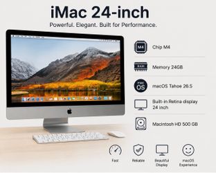 iMac 24-inch M4, 24GB RAM, 500GB SSD, Retina Display