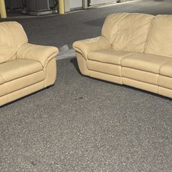Leather recliner sofa & leather loveseat (DELIVER OPTION)