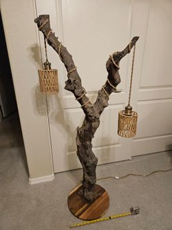 Rustic Southwest Wood Tree branch Floor Lamp 2 light 4ft. 7in Tall