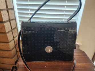 Arcadia Patent Leather Purse W Red Trim