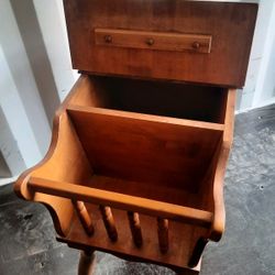 Antique solid wood dough box end table - $45