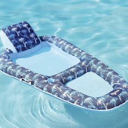 Aqua (contact info removed) luxury extra long 5”8 inflatable pool lounger blue new in box