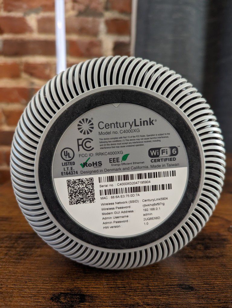 CenturyLink C4000XG Modem Router (Fiber)