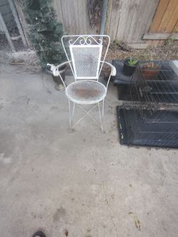 Vintage Wrought Iron Chair Patio Garden Metal Mid Century