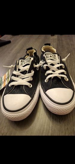 Women's Girls Size 7.5 Converse Chuck Taylor All Star Black Slip On Sneakers