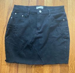 Black Distressed Mini Skirt - Casual Denim