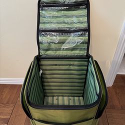 Yarn Tote with wheels and knitting Tools