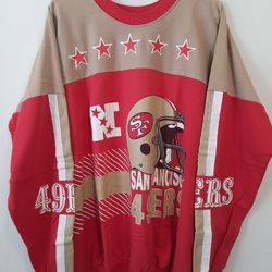 Vintage San Francisco 49ers Fleece Crewneck Jacket Men's 3XL Made In USA