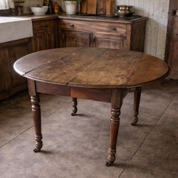 Antique-Style Drop Leaf Table – Circa Mid–Late 1800s – Iron Casters – DIY Refinish