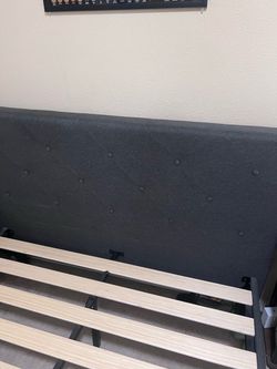 Zinus Shalini Upholstered Full Bed Frame – Dark Grey (No Box Spring Needed)