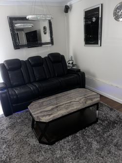    brown spresso  Wood  beige Marble Table With  rolling wheels On the bottom Easy to move