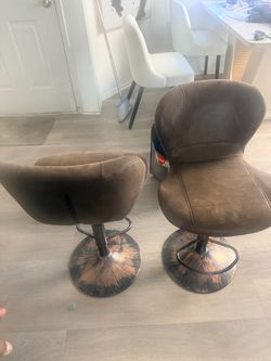 Brown suede bar stools