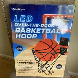MinnARK Sports LED Over-the-Door Basketball Hoop, Auto Score, Shatter-Resistant