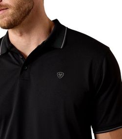 Ariat Fitted Logo Short Sleeve Polo Shirt UPF 50 western workwear mens XL Black