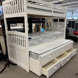 🦤Micah White Twin Twin Bunk Bed $20 Down Payment and delivery available 
