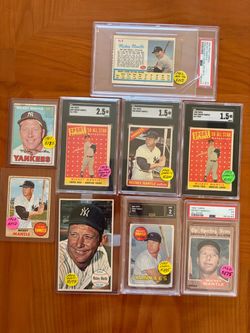 (10) MICKEY MANTLE BASEBALL CARDS * (6) GRADED
