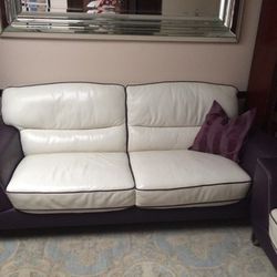 Designer Leather Couch & Loveseat 