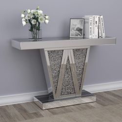 GLAM BLING SILVER MIRROR CONSOLE SOFA HALL TABLE / MESA DE ACCENTO