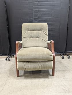 Vintage Green Velvet Recliner Chair with Cane Accents
