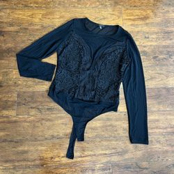 IRIS💥NWOT💥Black Thong Cheer Bodysuit 