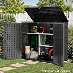 30 Cu Ft Outdoor Storage Shed, Waterproof Storage Cabinet for Bike & Garden Shed, Horizontal Outdoor Storage Shed for Garage, Pool Storage, Black