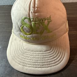 Vintage 80's 90's Foam Mesh SnapBack Trucker Hat 7 Days Of Sex Make One Weak!