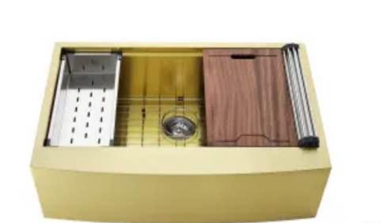 Swiss Madison Well Made Forever SM-KS28G Workstation Kitchen Sink, Gold
