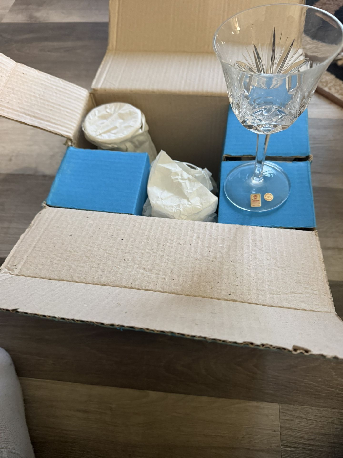 6 Crystal German Wine Glasses