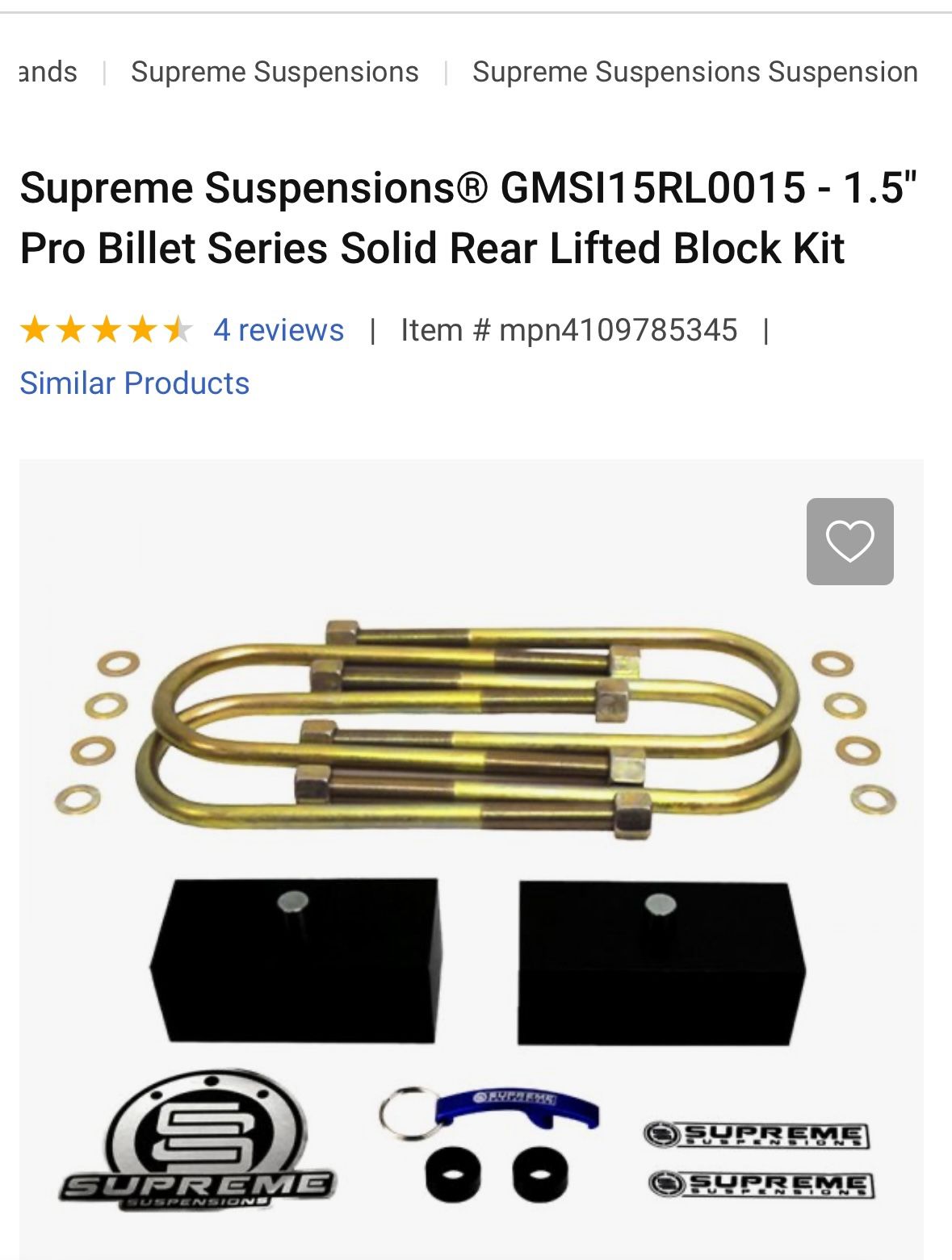 Supreme Suspensions GMC Sierra 1500 1.5-inch Rear Lift Blocks SKU: GMSI15RL0015