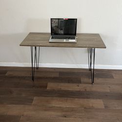 Computer Desk 43”, Gray Wood Table And Hairpin Legs