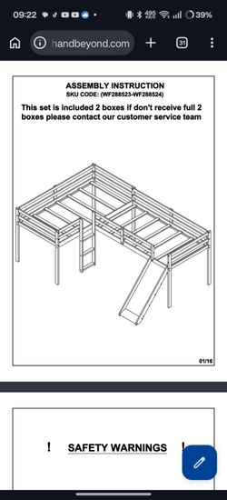 Twin Loft Bed Frame with Slide and Ladder