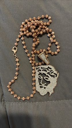 14k rose gold moon cut chain