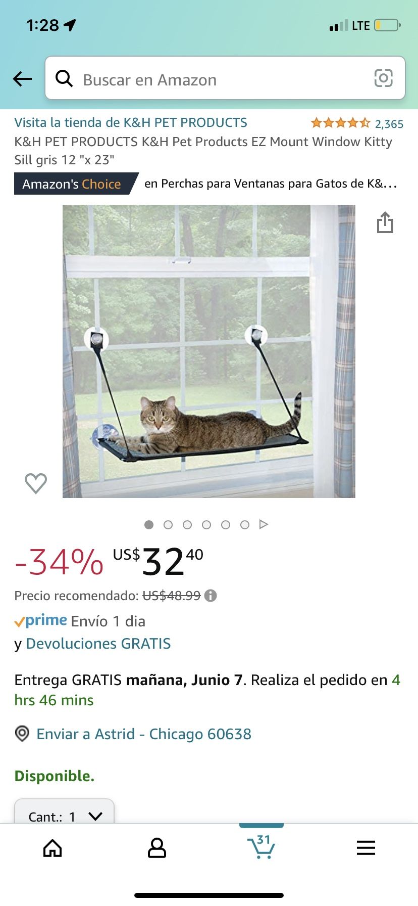 Window Mounted Cat Bed