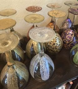 Variety of Hand painted Wine Glasses 20 oz (591ml) USA