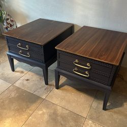 🌿 Refinished Mid Century Side Tables- Set of 2